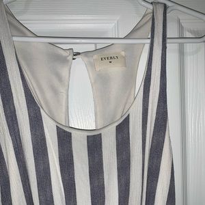 Gray and White striped Romper